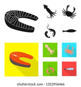 Vector design of fresh  and restaurant sign. Collection of fresh  and marine   stock vector illustration.