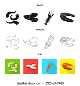 Vector design of fresh  and restaurant sign. Set of fresh  and marine   vector icon for stock.