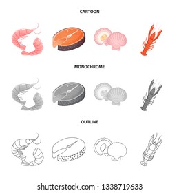Vector design of fresh  and restaurant sign. Set of fresh  and marine   vector icon for stock.