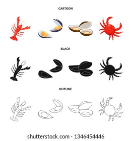 Vector design of fresh  and restaurant sign. Collection of fresh  and marine   stock vector illustration.