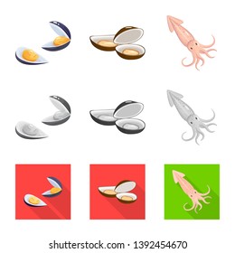 Vector design of fresh  and restaurant sign. Collection of fresh  and marine   stock vector illustration.
