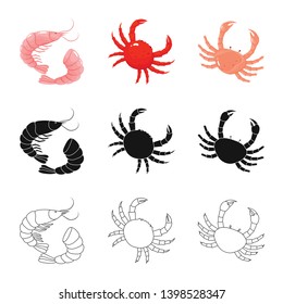 Vector design of fresh  and restaurant sign. Collection of fresh  and marine   stock vector illustration.