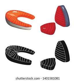 Vector design of fresh  and restaurant sign. Set of fresh  and marine   stock symbol for web.