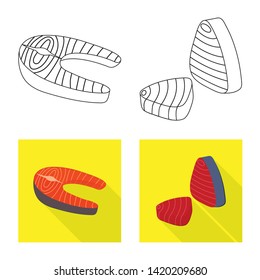 Vector design of fresh  and restaurant sign. Set of fresh  and marine   stock vector illustration.