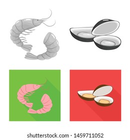 Vector design of fresh and restaurant sign. Collection of fresh and marine stock symbol for web.