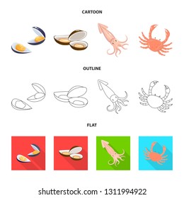 Vector design of fresh  and restaurant symbol. Set of fresh  and marine   stock symbol for web.