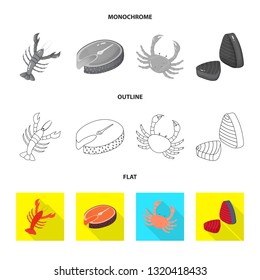 Vector design of fresh  and restaurant symbol. Collection of fresh  and marine   vector icon for stock.