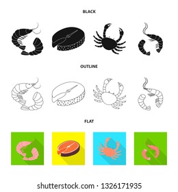 Vector design of fresh  and restaurant symbol. Collection of fresh  and marine   stock vector illustration.