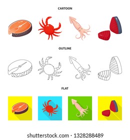Vector design of fresh  and restaurant symbol. Collection of fresh  and marine   stock symbol for web.
