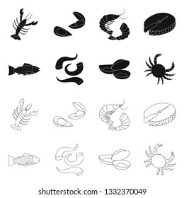 Vector design of fresh  and restaurant symbol. Set of fresh  and marine   stock symbol for web.