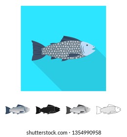 Vector design of fresh  and restaurant symbol. Set of fresh  and marine   vector icon for stock.