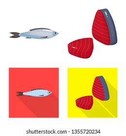 Vector design of fresh  and restaurant symbol. Set of fresh  and marine   vector icon for stock.