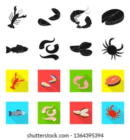 Vector design of fresh  and restaurant symbol. Collection of fresh  and marine   stock symbol for web.