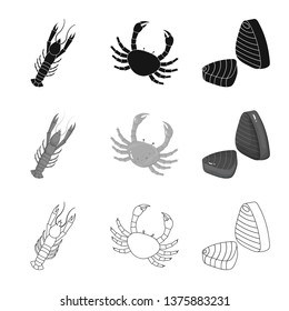 Vector design of fresh  and restaurant symbol. Collection of fresh  and marine   stock vector illustration.