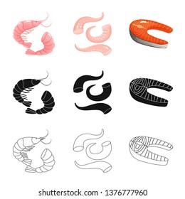 Vector design of fresh  and restaurant symbol. Set of fresh  and marine   stock vector illustration.