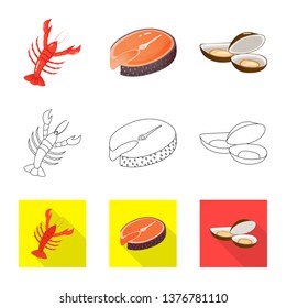Vector design of fresh  and restaurant symbol. Collection of fresh  and marine   stock vector illustration.