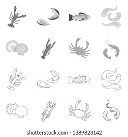 Vector design of fresh  and restaurant symbol. Set of fresh  and marine   stock symbol for web.