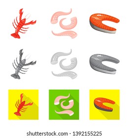 Vector design of fresh  and restaurant symbol. Set of fresh  and marine   stock vector illustration.