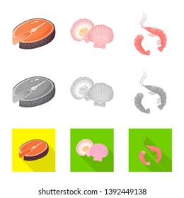 Vector design of fresh  and restaurant symbol. Collection of fresh  and marine   vector icon for stock.