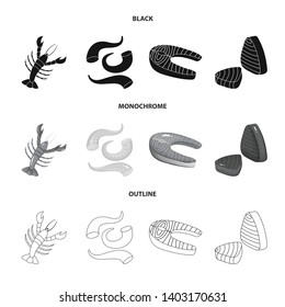 Vector design of fresh  and restaurant symbol. Set of fresh  and marine   vector icon for stock.