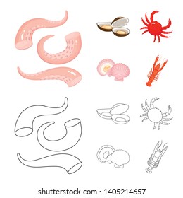 Vector design of fresh  and restaurant symbol. Collection of fresh  and marine   vector icon for stock.