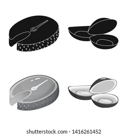 Vector design of fresh  and restaurant symbol. Set of fresh  and marine   stock vector illustration.