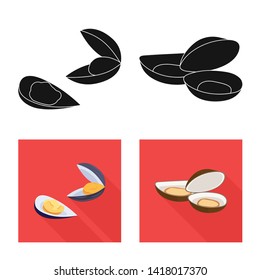 Vector design of fresh  and restaurant symbol. Collection of fresh  and marine   stock vector illustration.