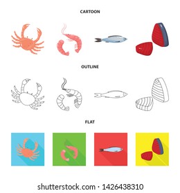 Vector design of fresh and restaurant symbol. Set of fresh and marine vector icon for stock.