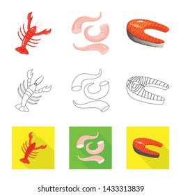 Vector design of fresh and restaurant symbol. Collection of fresh and marine stock vector illustration.