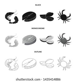 Vector design of fresh and restaurant symbol. Set of fresh and marine vector icon for stock.