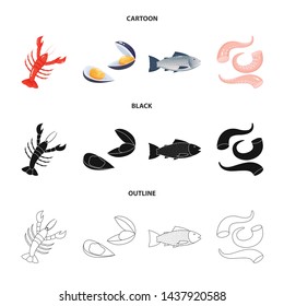 Vector design of fresh and restaurant symbol. Set of fresh and marine stock symbol for web.