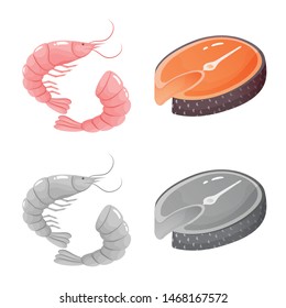Vector design of fresh and restaurant symbol. Set of fresh and marine stock vector illustration.