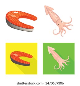 Vector design of fresh and restaurant symbol. Collection of fresh and marine stock vector illustration.