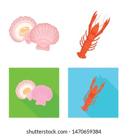 Vector design of fresh and restaurant symbol. Set of fresh and marine vector icon for stock.
