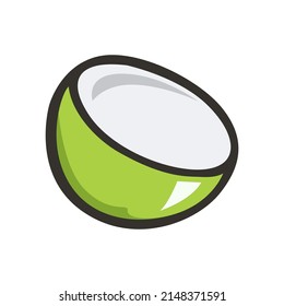 vector design, fresh split coconut shape illustration