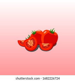 diseño vectorial de tomates frescos y trozos de tomate