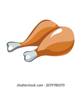 vector design, fried chicken thigh illustration