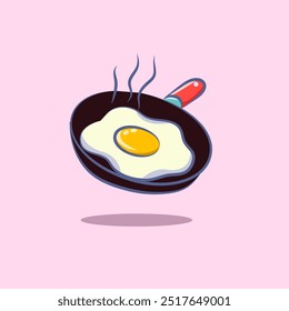 Vector Design of Fried Eggs Cooking on a Non-Stick Pan Delicious Breakfast Illustrations