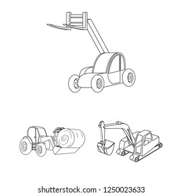 Vector design of front and excavator logo. Collection of front and bucket stock symbol for web.