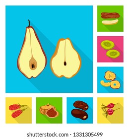 Vector design of fruit and dried  logo. Collection of fruit and food  stock vector illustration.