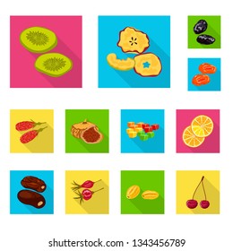 Vector design of fruit and dried  logo. Collection of fruit and food  stock symbol for web.