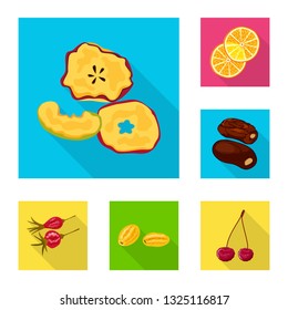 Vector Design Of Fruit And Dried  Sign. Set Of Fruit And Food  Vector Icon For Stock.