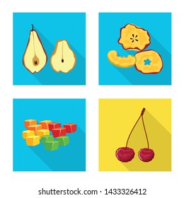 Vector design of fruit and dried sign. Collection of fruit and food vector icon for stock.