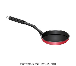vector design of a frying pan for cooking and frying which is a mixture of black and red colors