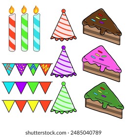 Vector design, fun cartoon party or doodle art party of item stuff 
