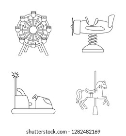 Vector design of fun and horse  logo. Set of fun and circus vector icon for stock.