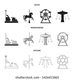 Vector design of fun and horse sign. Collection of fun and circus stock symbol for web.
