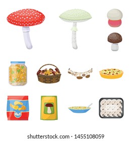 Vector design of fungus and food icon. Collection of fungus and fresh vector icon for stock.