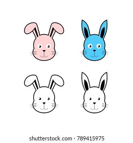 vector design with a funny rabbit head display, which consists of several variations. can be applied to various types of events.