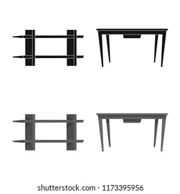Vector design of furniture and apartment icon. Set of furniture and home vector icon for stock.